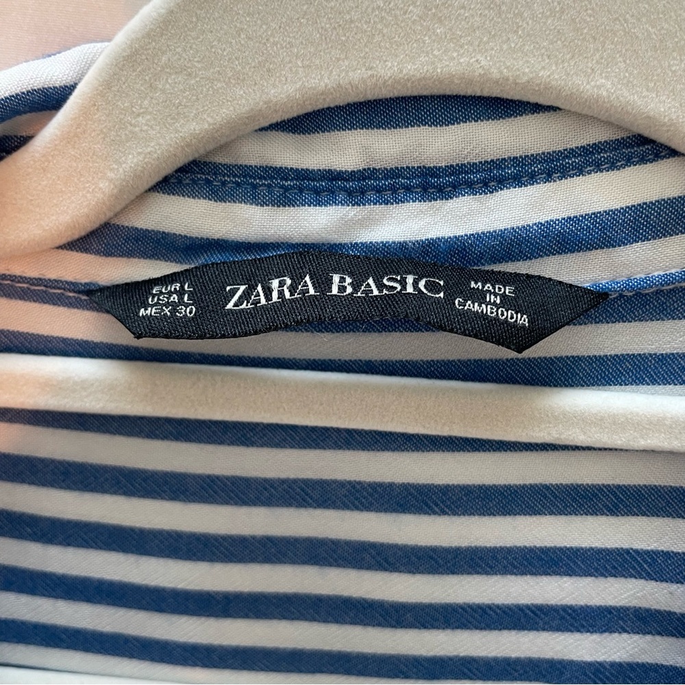 Zara Basic Blue And White Stripped Button Up. Per… - image 4